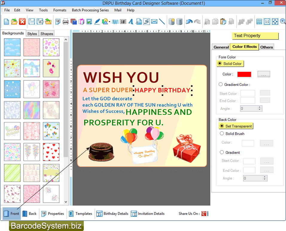 Design front view of birthday card Design front view of birthday card
