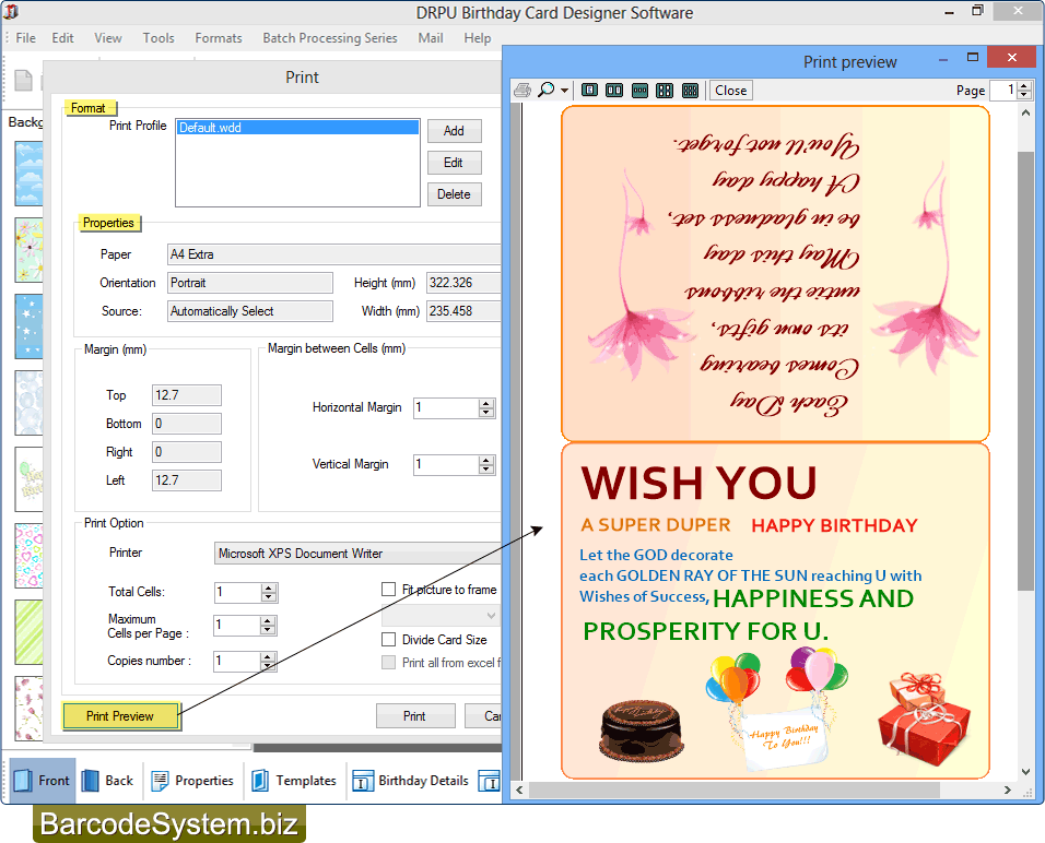 Print designed birthday greeting card Print designed birthday greeting card