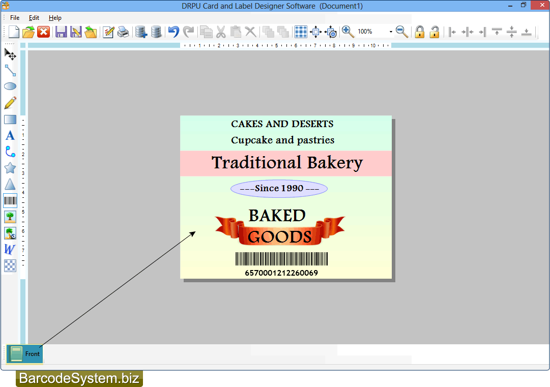Front view of designed card Front view of designed card
