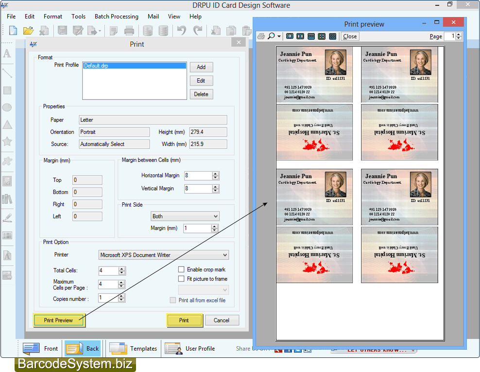 Print preview of id card Print preview of id card