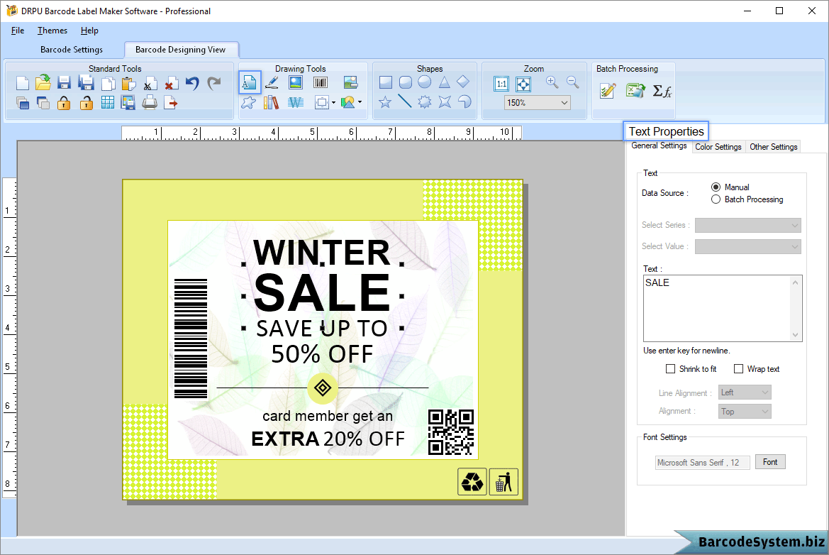 Add text on barcode label Add text on barcode label