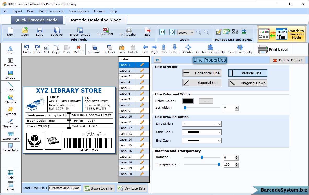 Add Line on barcode label