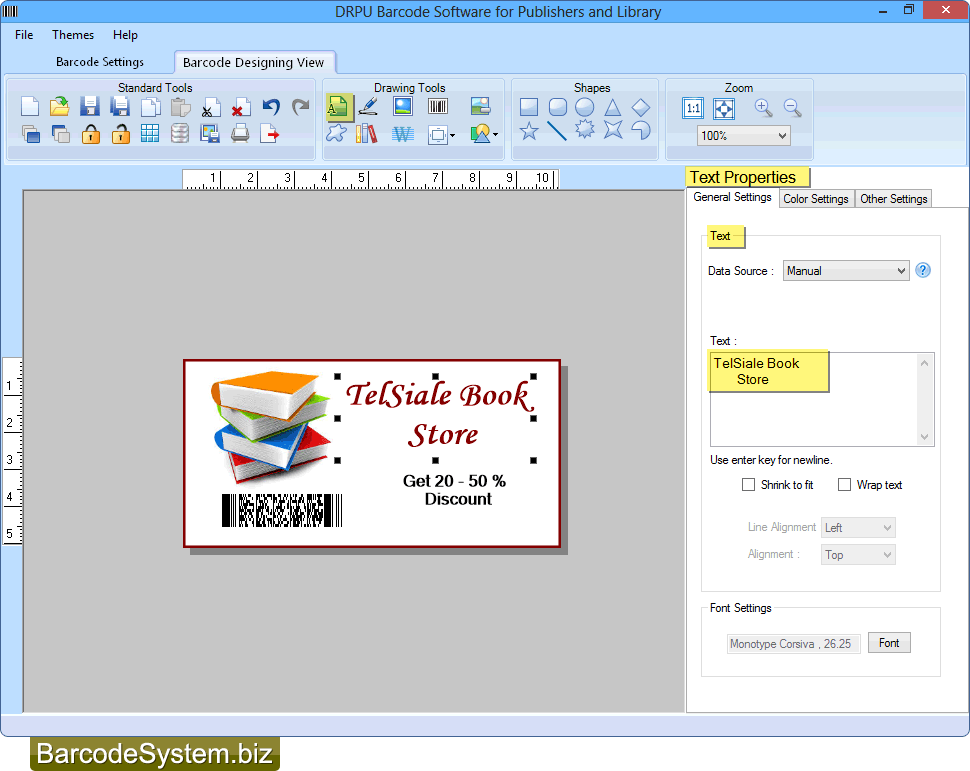 Add text on barcode label Add text on barcode label