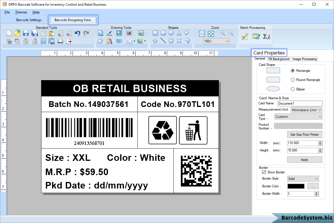 Set Card Properties in Barcode Designing View Set Card Properties in Barcode Designing View