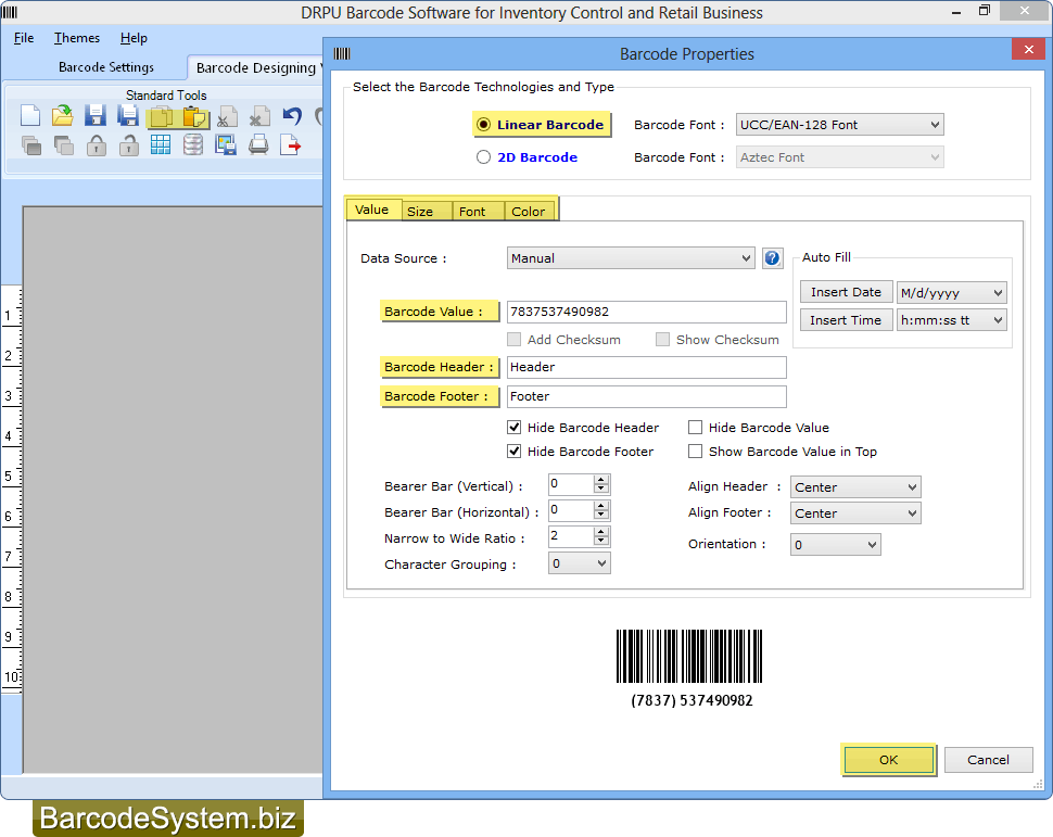 Add barcode on label and set its properties Add barcode on label and set its properties