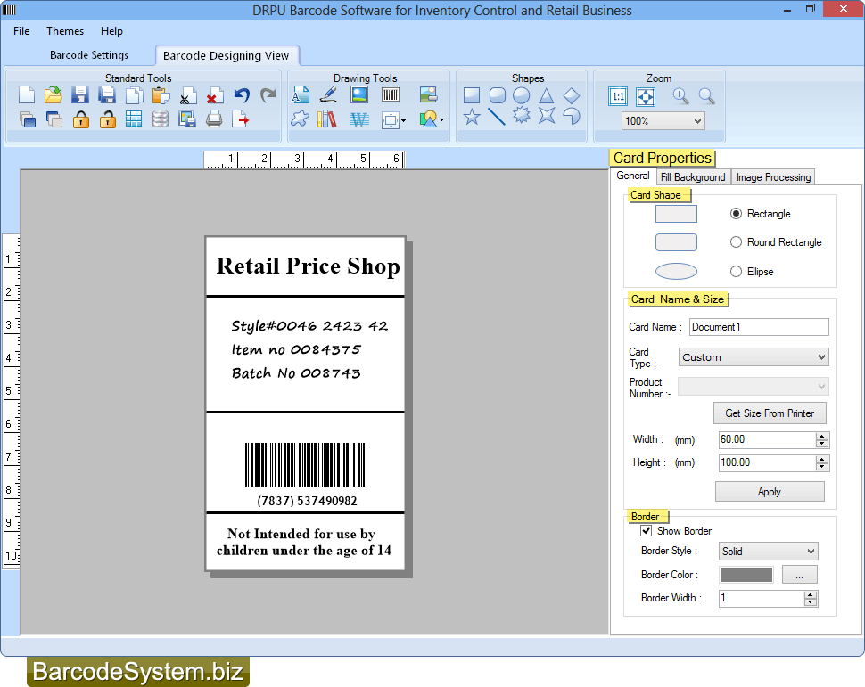 Set Card Properties in Barcode Designing View Set Card Properties in Barcode Designing View