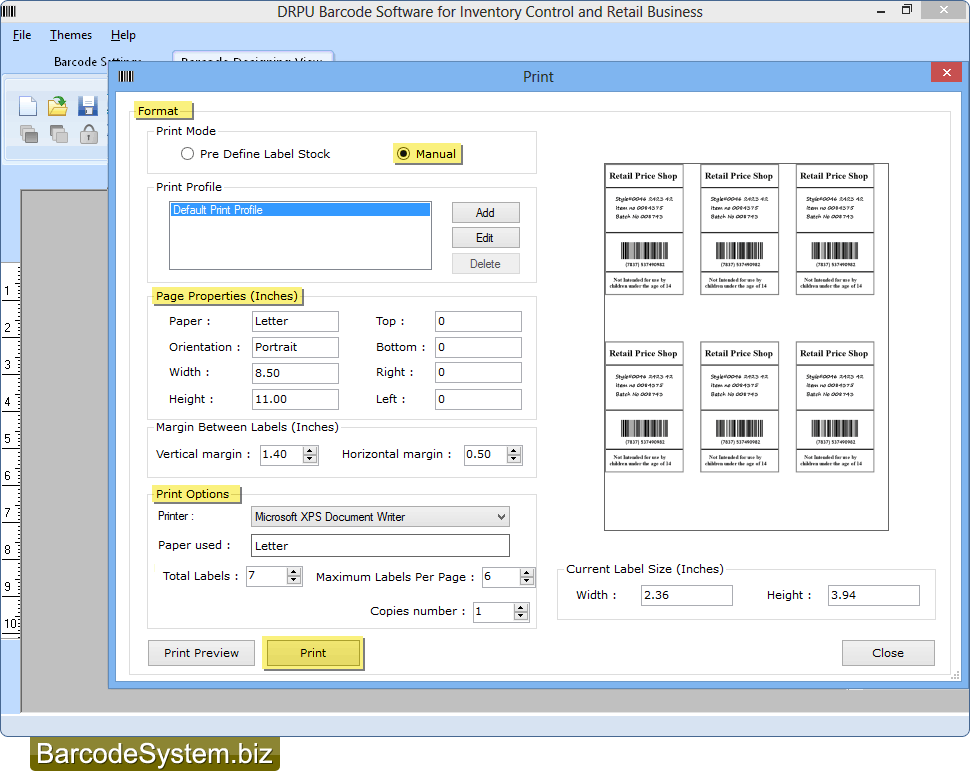 Print your generated barcode labels Print your generated barcode labels