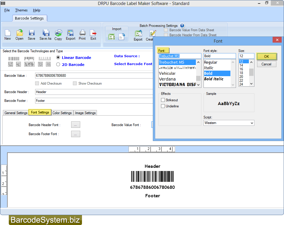 Font settings Font settings