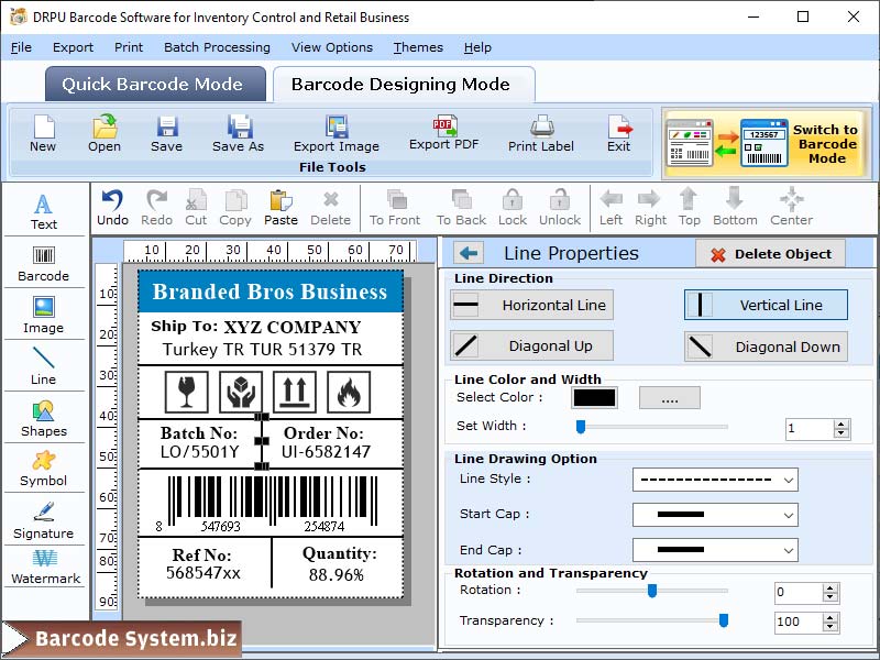 Inventory Control 2D Barcodes screen shot