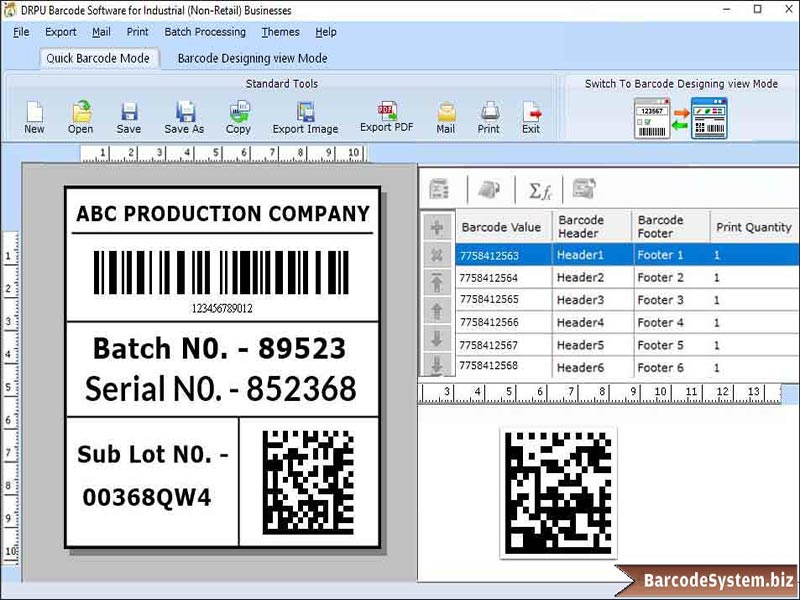 Manufacturing Industry Barcodes Download screen shot