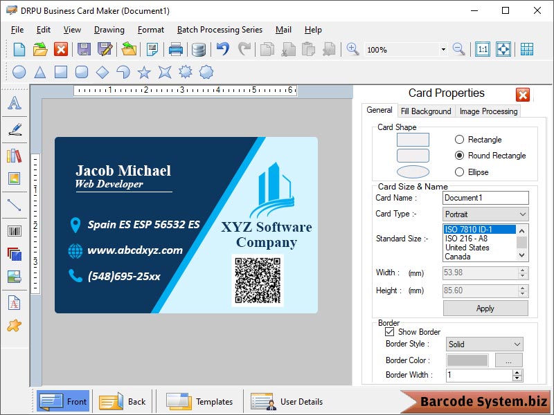 Screenshot of Design Business Card Software 5.2