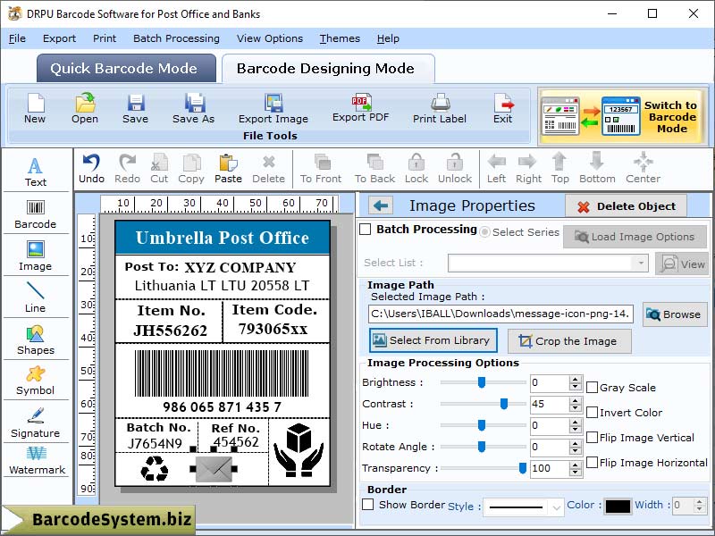 Bank Barcode Label Generator Software screenshot
