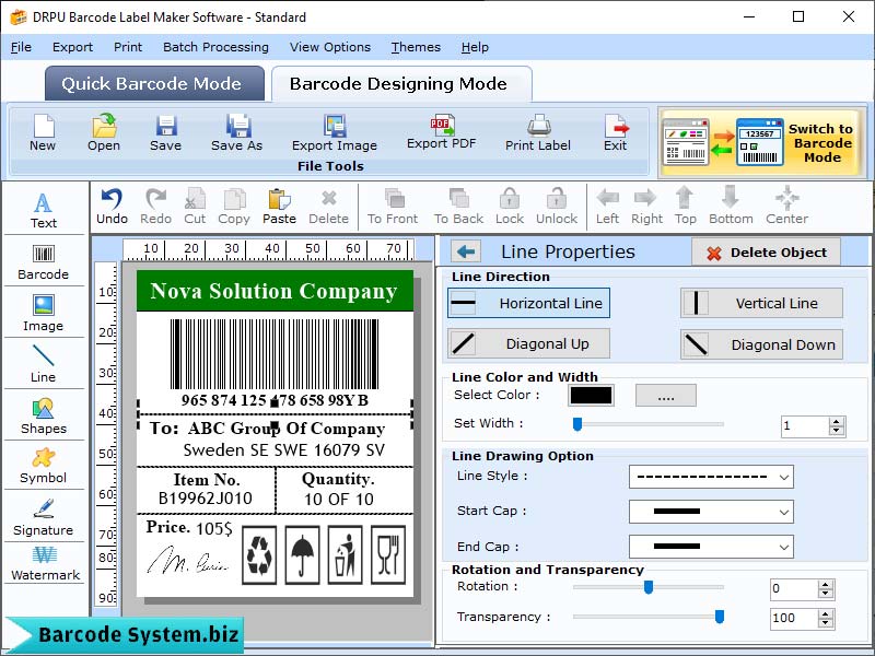 Standard Barcode Labels System software