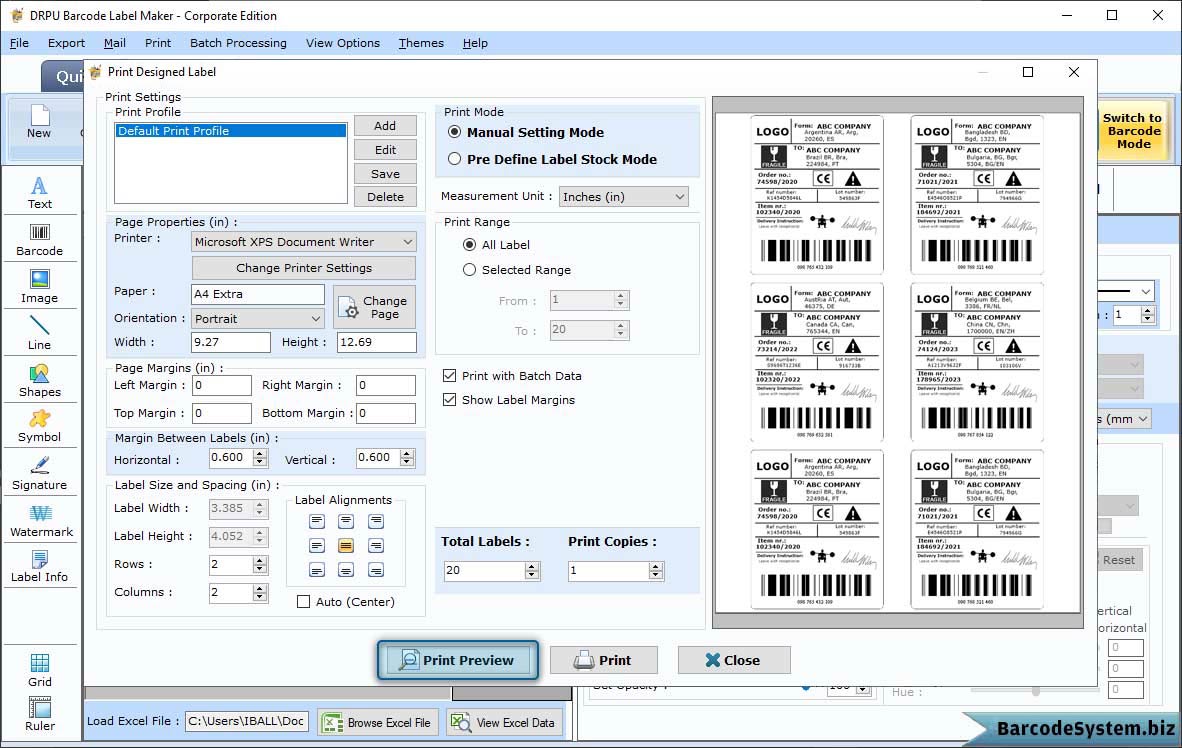 Print barcode labels