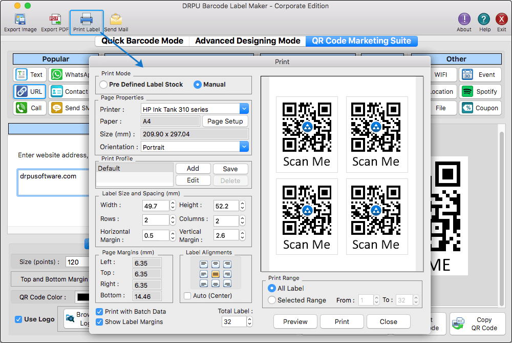 QR CODE Printing and Preview QR CODE Printing and Preview