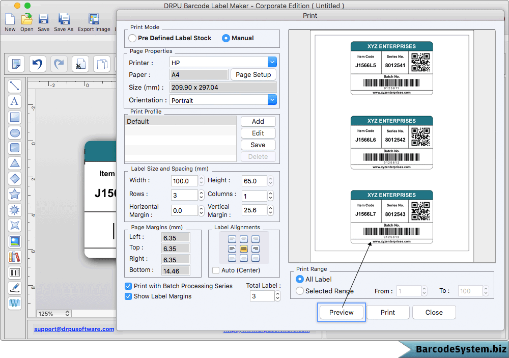 Print Barcode Labels