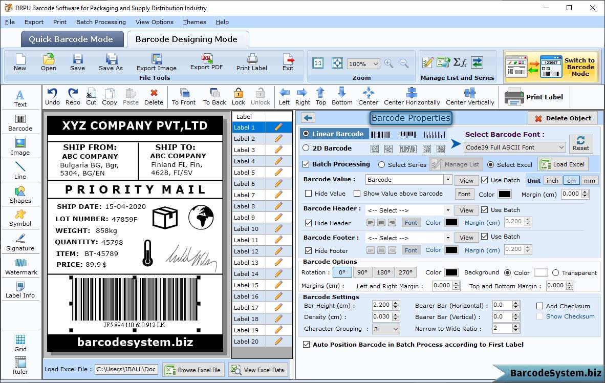 Barcode Properties