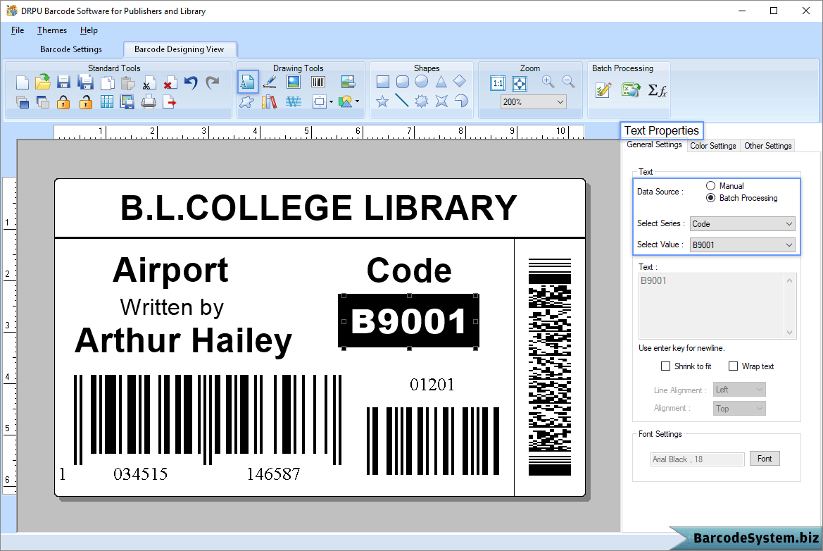 Add text on barcode label