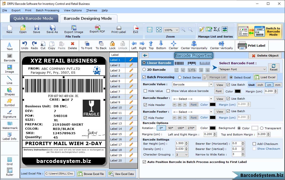 Barcode Properties