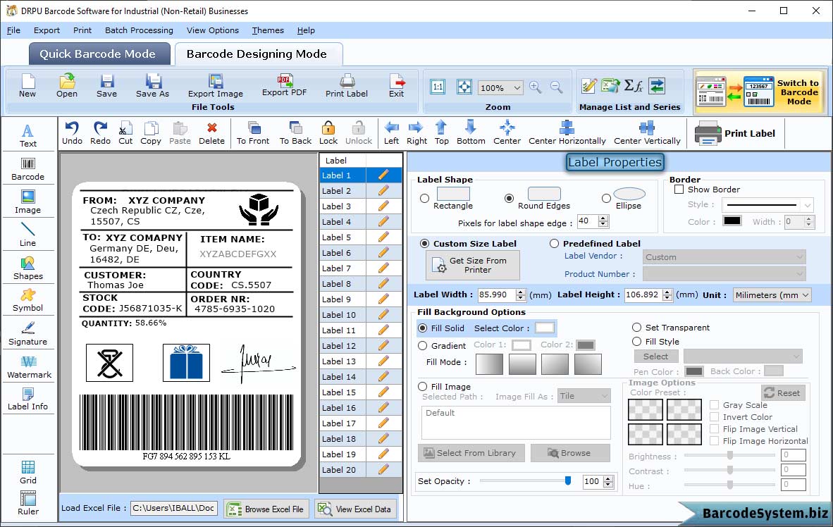 Set font of barcode value, header and footer